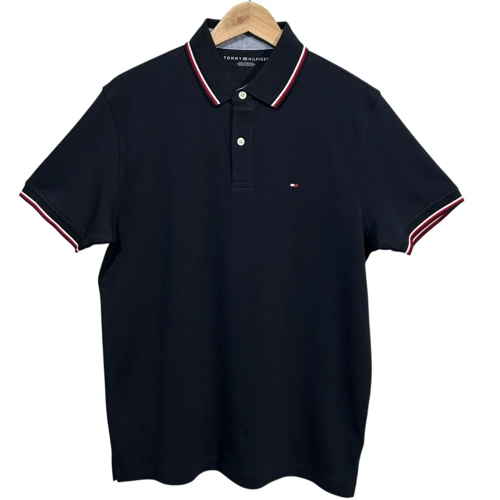 Tommy Hilfiger Men's Cotton Polo Shirt Size M Desert‎ Sky Soft Stretchy Fabric